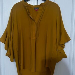 Vince Camuto Mustard Ruffle Sleeve Blouse